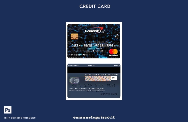 modello di carta mastercard bancaria USA Capital One in stile verificato